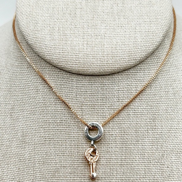 NWOT Sterling silver 18k rose gold plated key necklace pendant 18” - Picture 6 of 9
